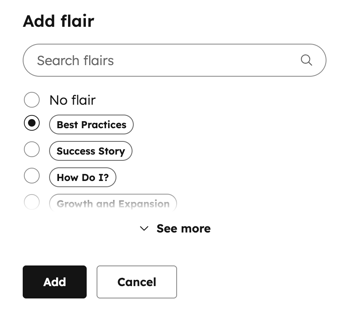 The social composer, displaying the option to add flair to a Reddit post.