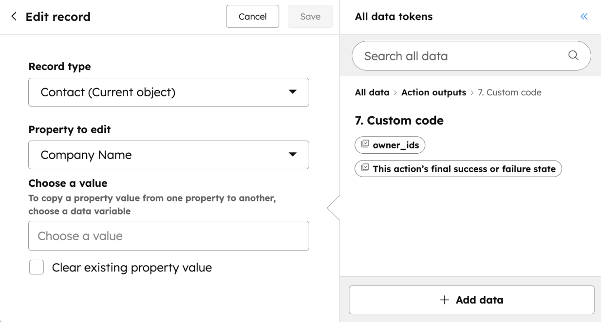 Edit records using workflows