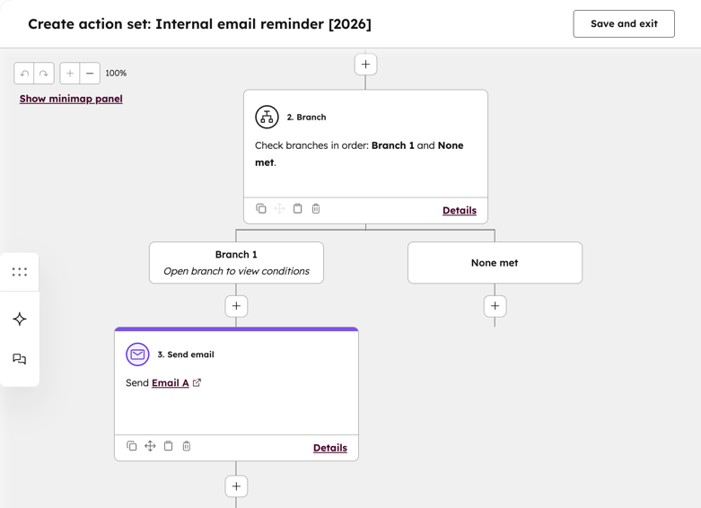 ワークフローの作成アクションセットの保存