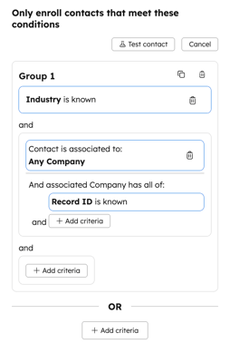 workflows-enrollment criteria