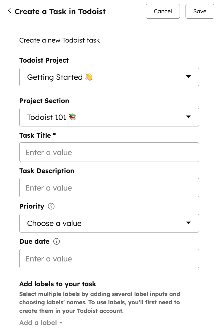 Create Todoist tasks with workflows