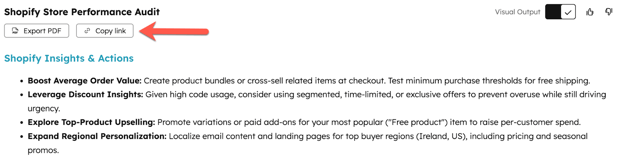 Screenshot showing the Copy link button for the agent.