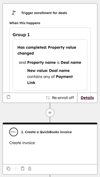 Screenshot showing the workflow trigger for a paid deal.