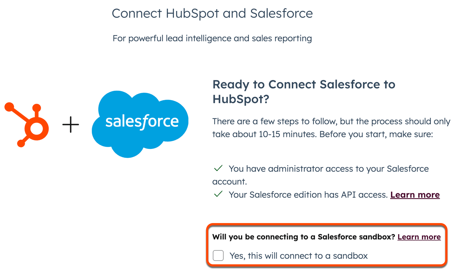 Connect your Salesforce sandbox to HubSpot