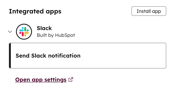 Screenshot showing the Send Slack notification workflow action.