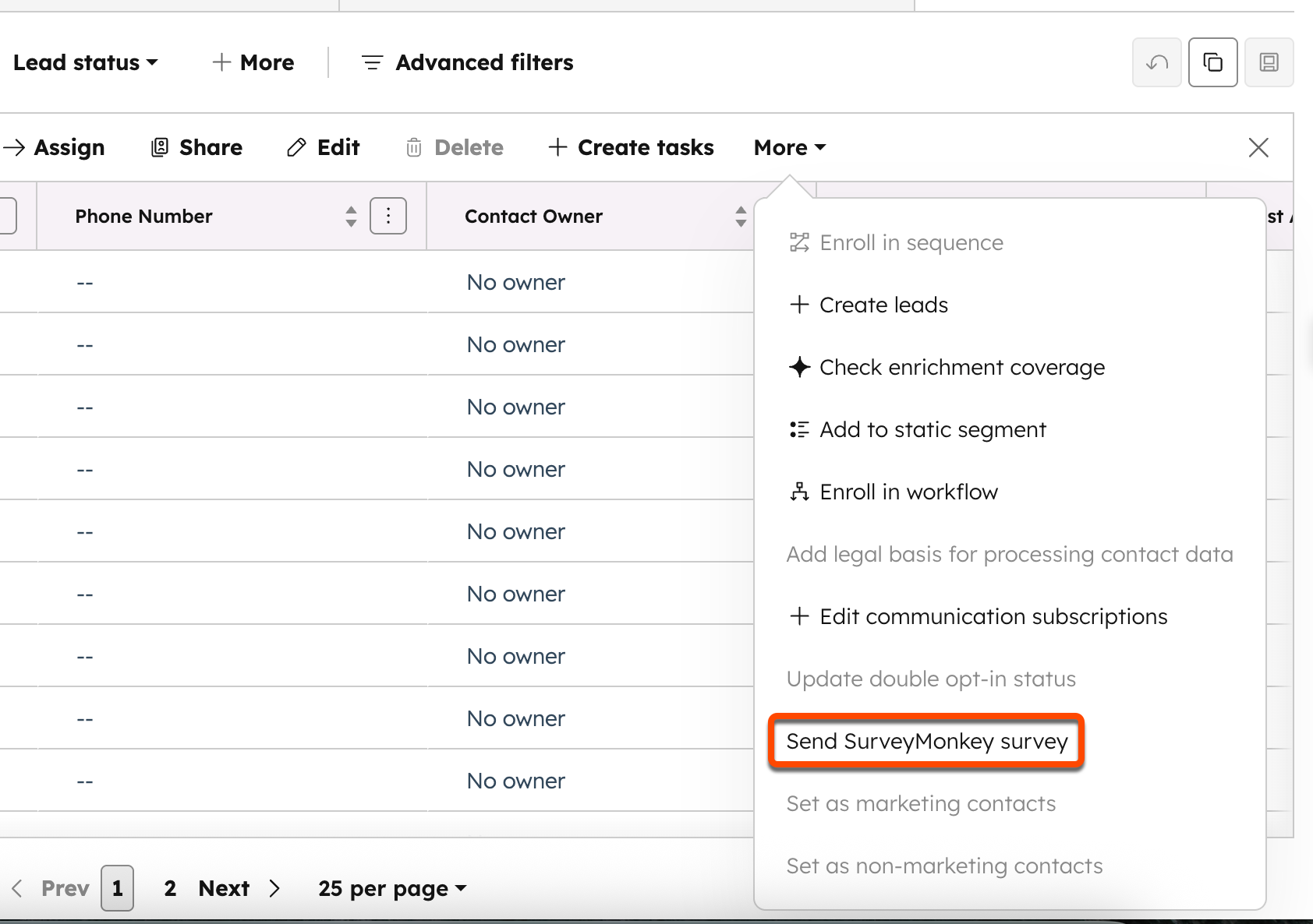 Use HubSpot's integration with SurveyMonkey