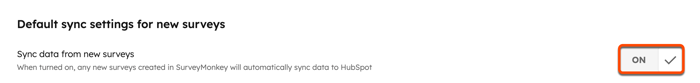 Captura de tela mostrando os dados de sincronização de novas pesquisas alternam no HubSpot.