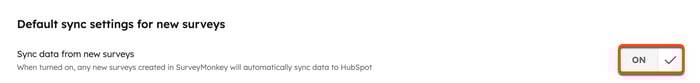 Captura de tela mostrando os dados de sincronização de novas pesquisas alternam no HubSpot.