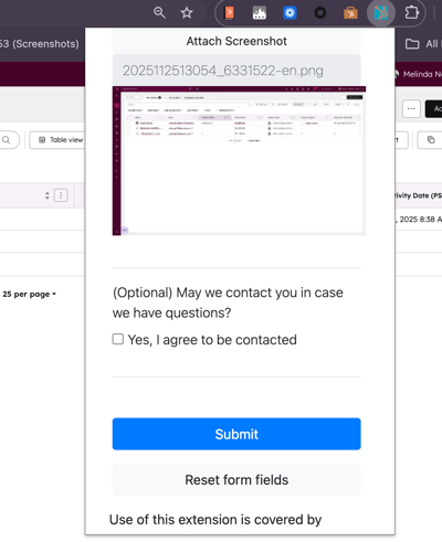 Submit button of the HubSpot Copy &amp; Translation Bug Reporting extension