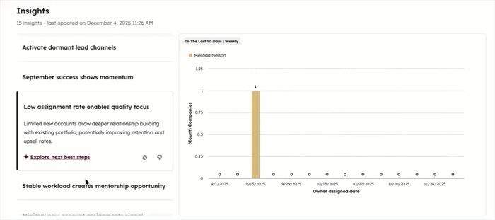 Reports of insights. Scroll on the left and select a different report title.