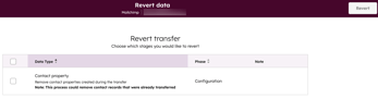 screenshot showing the Revert transfer page in HubSpot