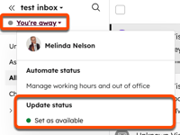 A screenshot showing the You're away dropdown menu.