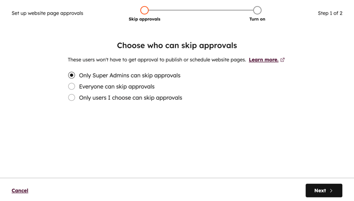 website-pages-skip-approvals