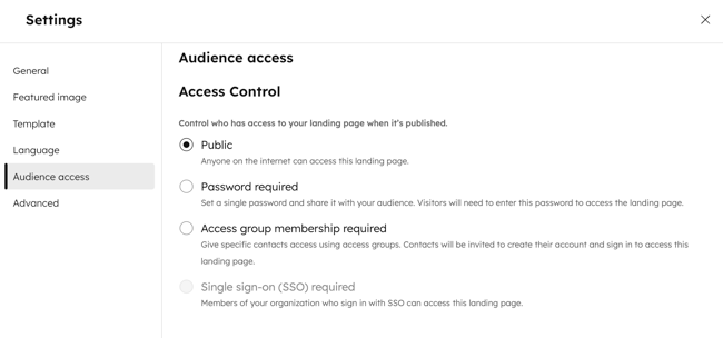website-and-landing-page-audience-access-settings