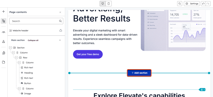 website-and-landing-pages-content-editor-add-sections