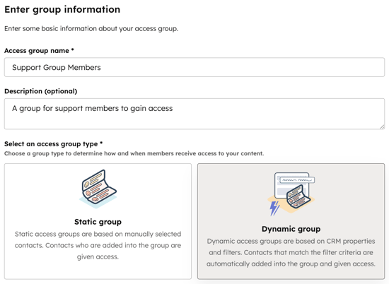 website-and-landing-pages-create-access-group-dynamic