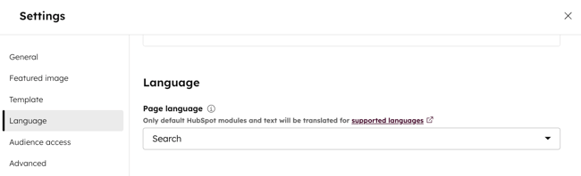website-and-langing-pages-language-settings
