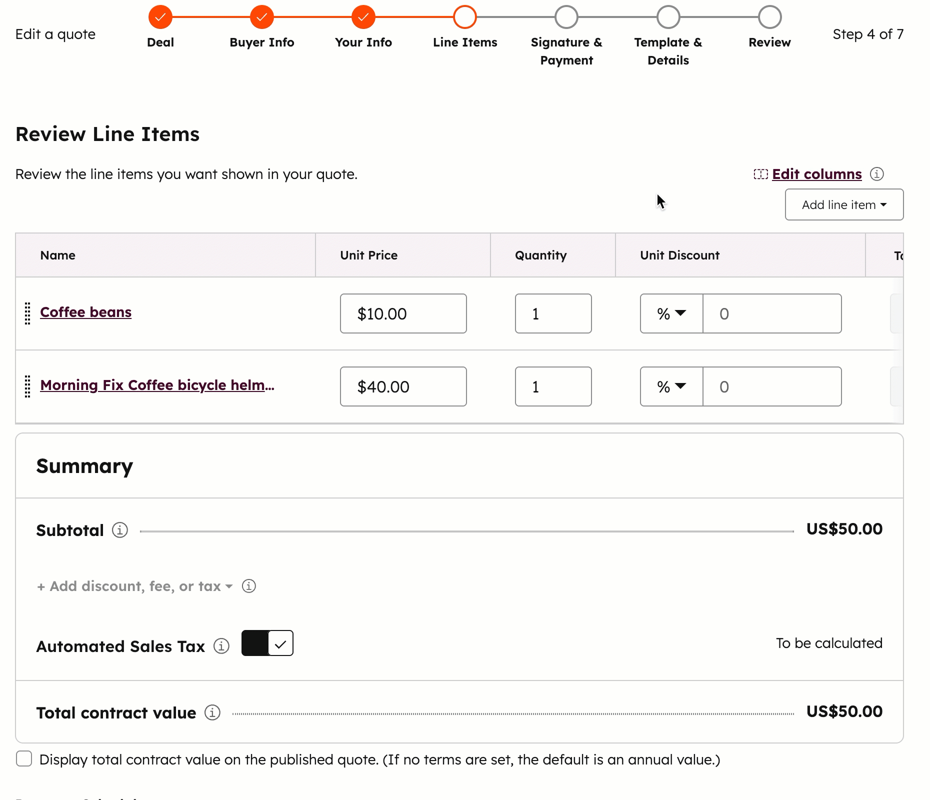 Set up automated tax and tax rates