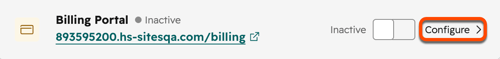 Billing portal configuration settings in HubSpot