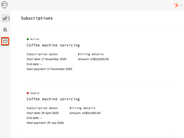 Payment methods icon in the billing portal for managing saved payment methods