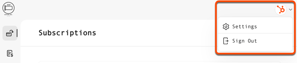 Billing portal settings menu with sign out option