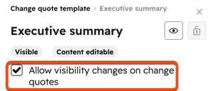 Allow section visibility checkbox selected in a quote template.