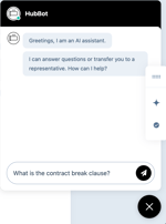 The closing agent chat window with a message input field and a send button.
