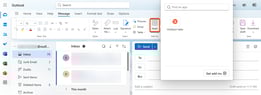 Outlook on the web, highlighting how to access the HubSpot Sales Office 365 add-in from Outlook.
