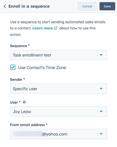 enroll in sequence
