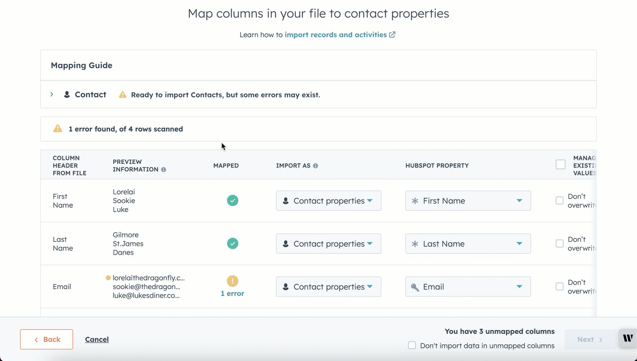 Import property mapping screen where the user opens a panel to edit values in bulk prior to importing.