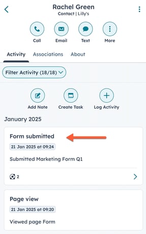 form submitted on mobile app