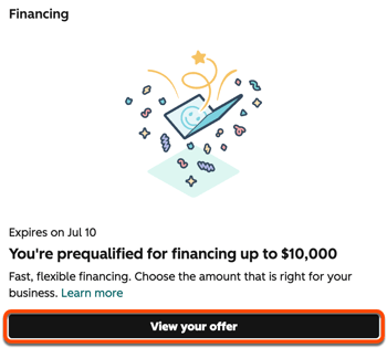 HubSpot Capital offer summary displayed in the HubSpot account dashboard
