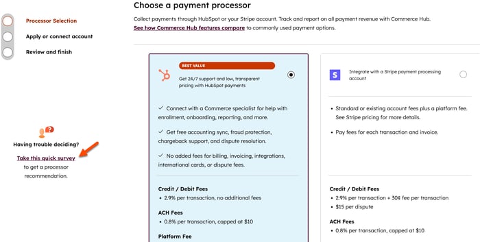 hubspot-payments-select-processor-take-survey