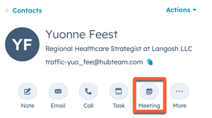 A screenshot showing the meeting icon in the upper left of a contact record