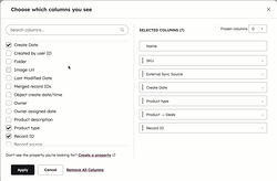 GIF demonstrating dragging and dropping a column name to reorder the product table columns.