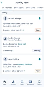 View your activity feed notifications on the HubSpot mobile app.