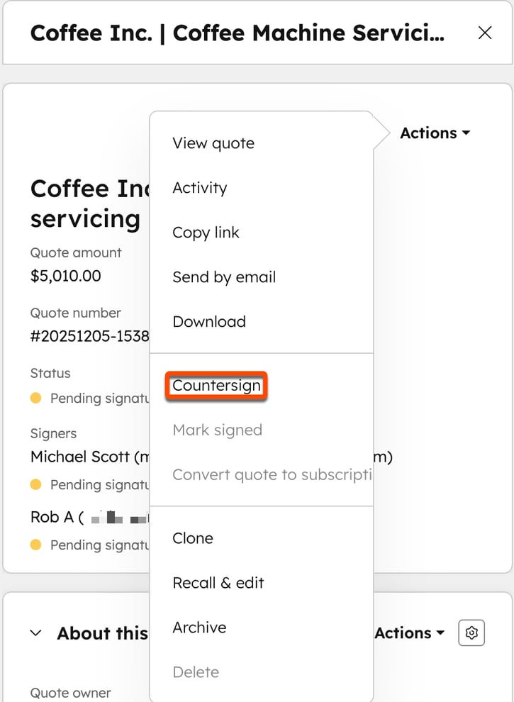 Use e-signatures with quotes