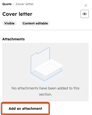 Add attachment button in the quote editor