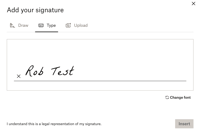 The Dropbox Sign dialog box where buyers can provide their signature.