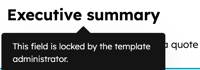 Locked quote module in the quote template editor