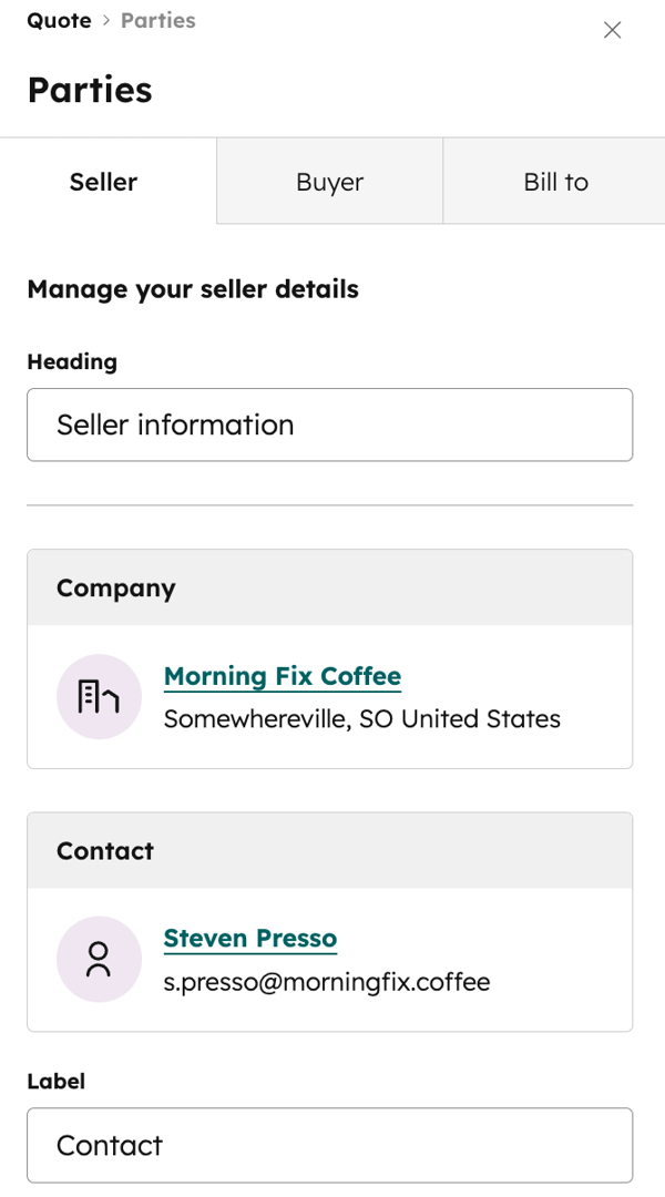 HubSpot Quote Absender-Informationen konfigurieren