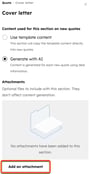 The left sidebar of the quote editor highlighting the Add an attachment button.
