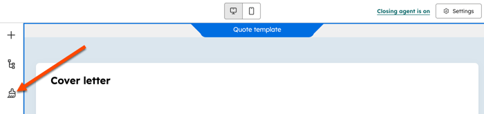 Style section in quote template editor, showing customization options for fonts, colors, and layout