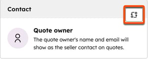 Quote template editor showing seller contact information fields replaced in a HubSpot quote.