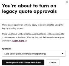 Quote approvals setting toggled on in HubSpot, indicating quote approval workflows are enabled