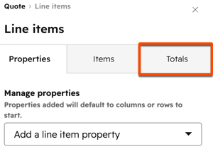 Line item formatting tabs in the quote template sidebar editor