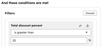 Quote approvals filter configuration panel showing selected property and criteria settings