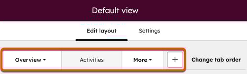 A página Personalização do Registro, destacando as guias no layout da coluna do meio.