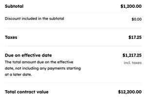 Renewal quote tax subtotal settings in HubSpot quote editor