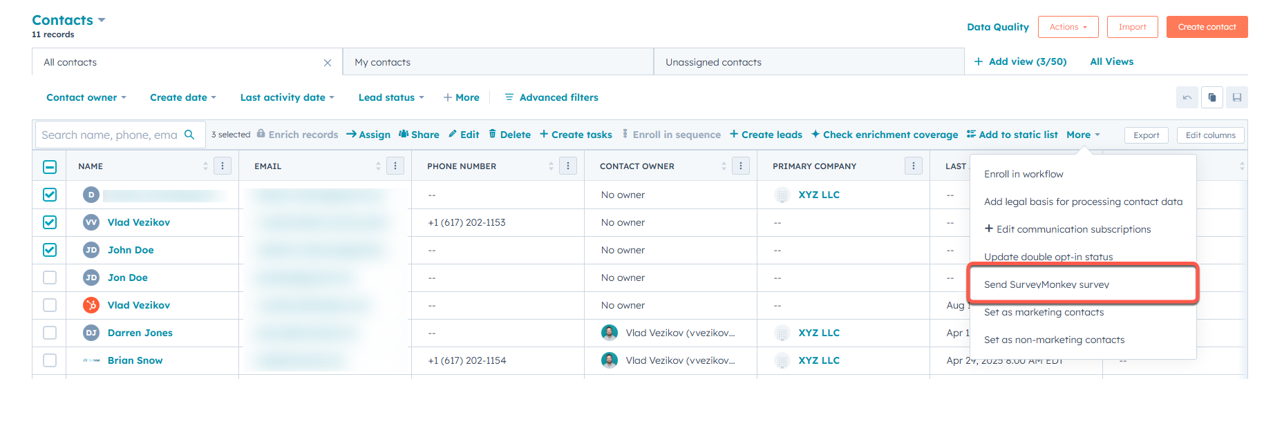 Use HubSpot's integration with SurveyMonkey